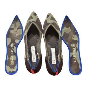 Rothy's Women's Pointed Flats - Green Camo with Blue Trim